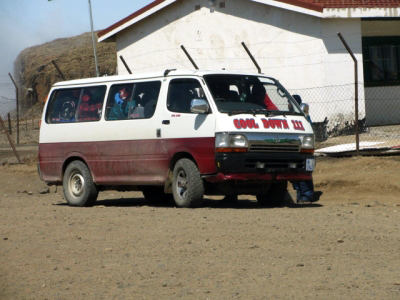 Khombis mini bus that is typical public transport in Lesotho