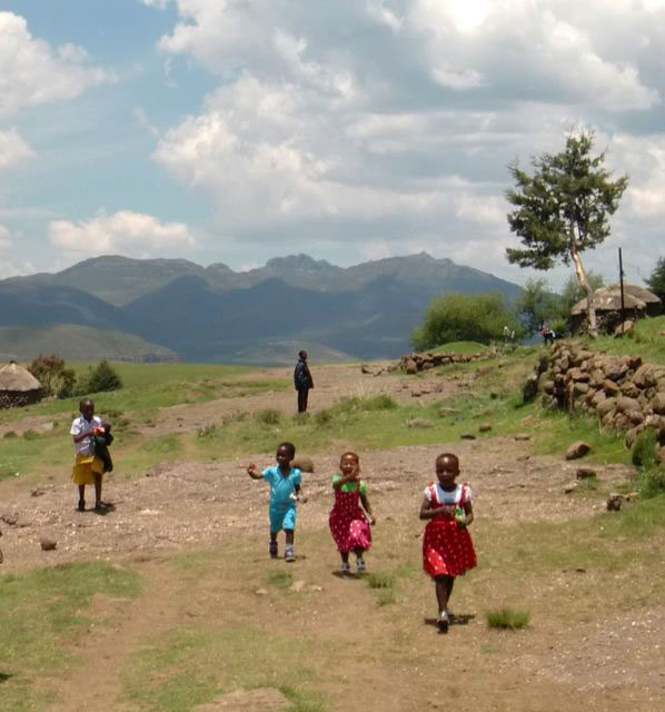 Basotho children in their Christmas clothes